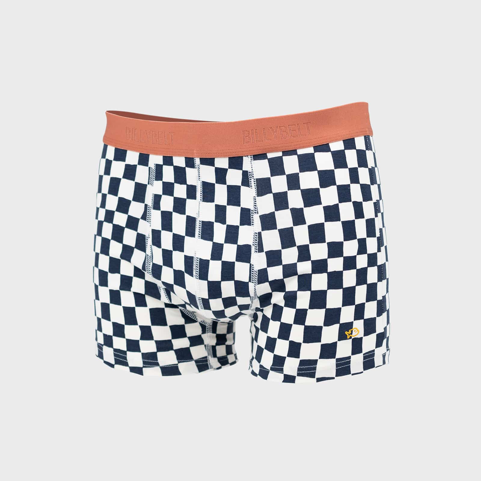Boxer en coton biologique « Checked » – Billybelt - Vu de face sur fond blanc
