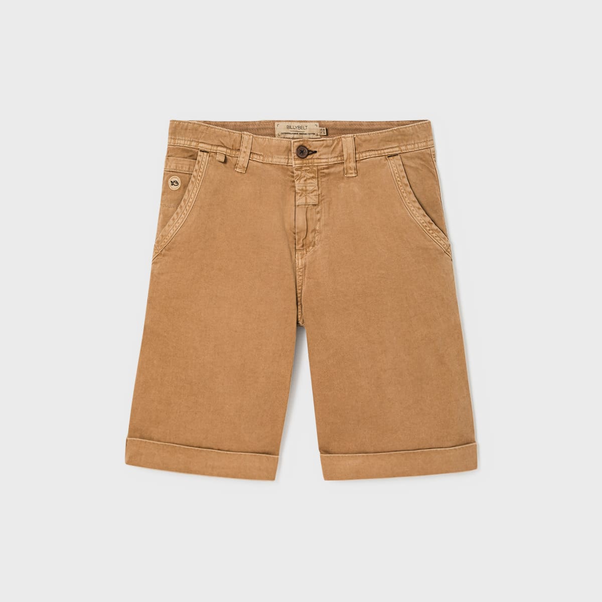 Short en 100% coton biologique First Horizon – Beige – Billybelt - Vu de face sur fond blanc