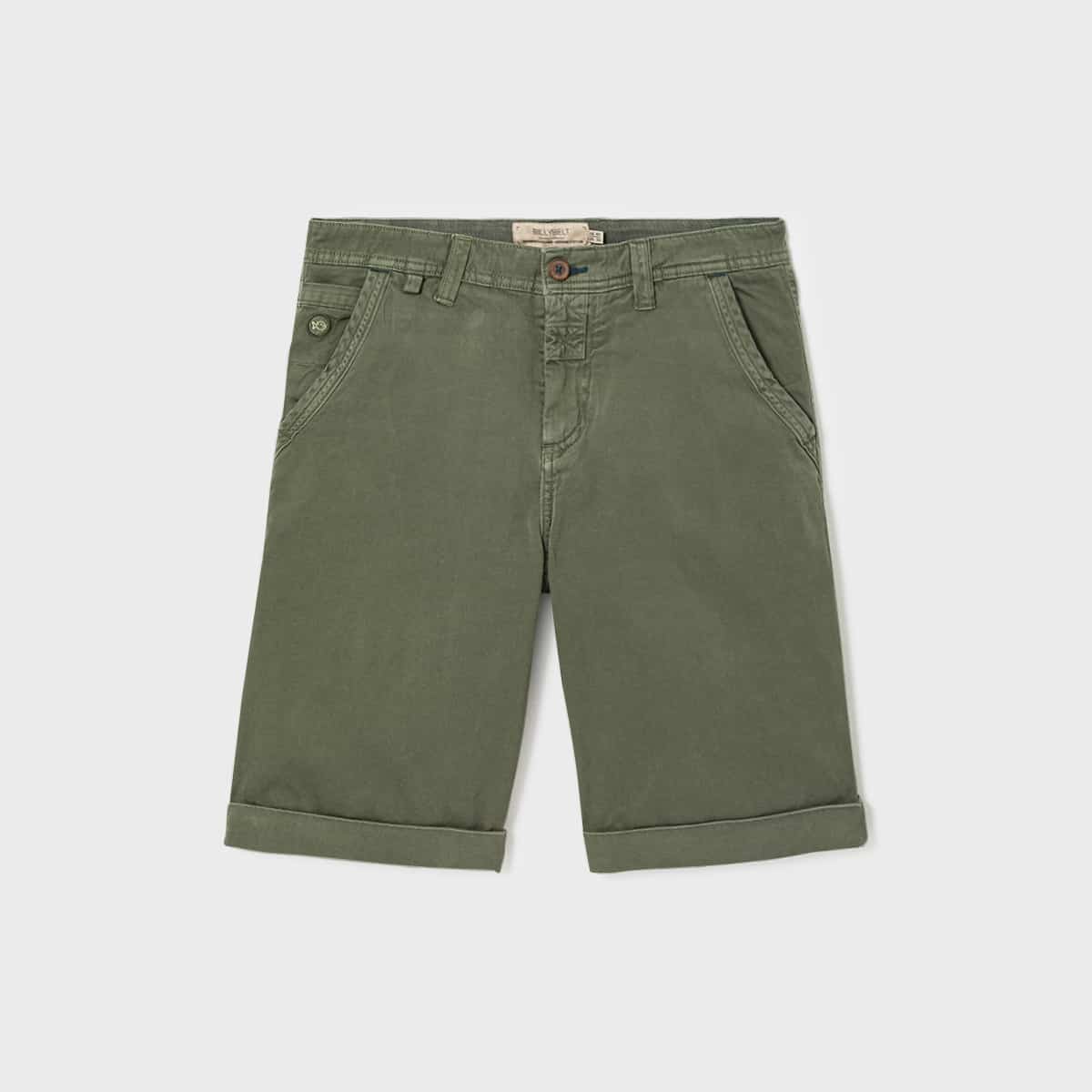 Short en 100% coton biologique First Horizon – Kaki – Billybelt - Vu de face sur fond blanc