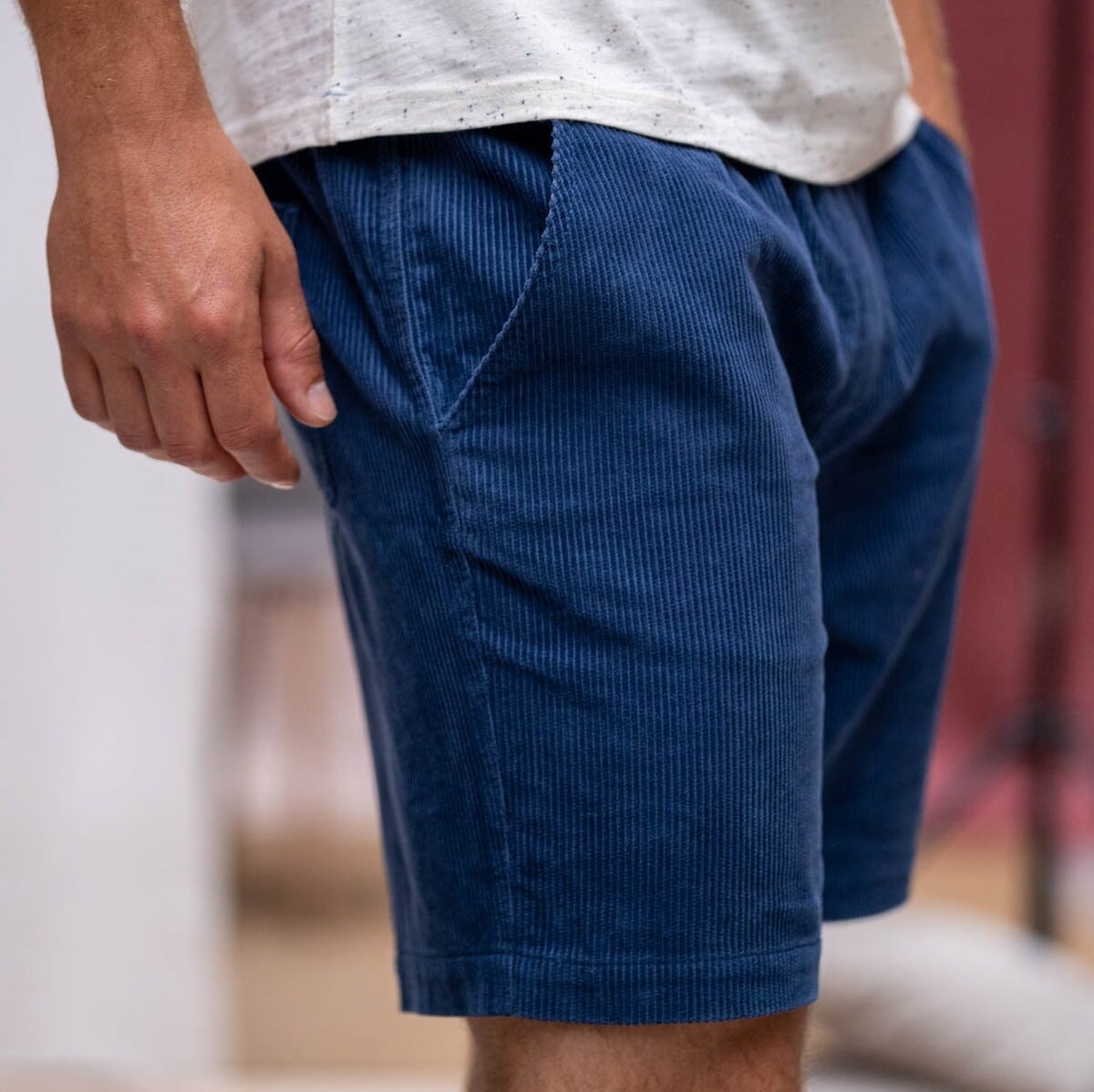 Short en velours Beach Horizon - Bleu marine - Billybelt - Porté