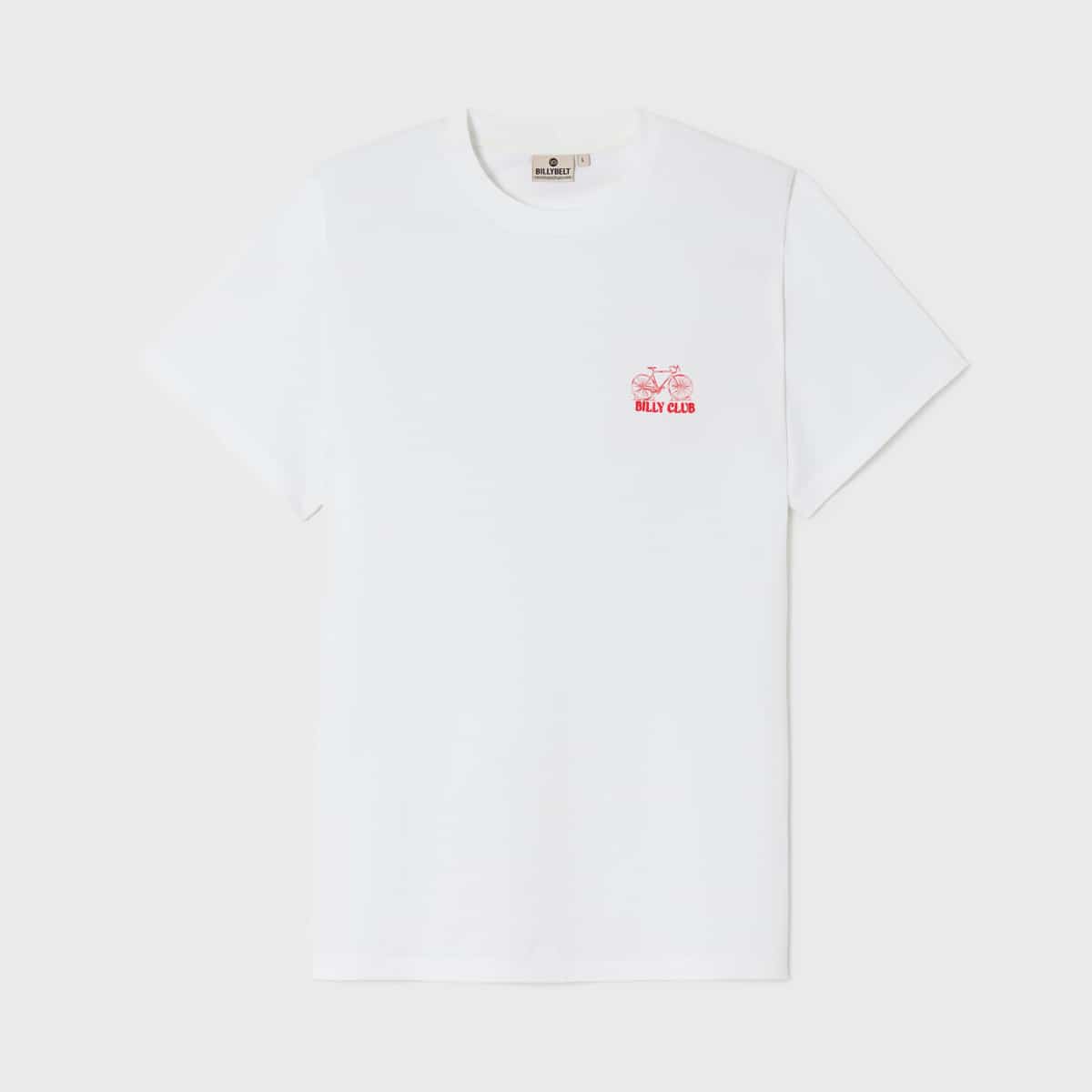 T-shirt 100 % coton biologique Billyclub – Blanc – Billybelt - Vu de face sur fond blanc