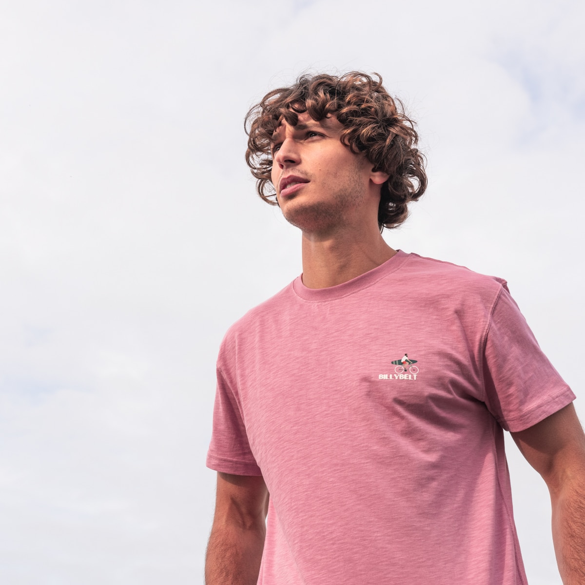 T-shirt 100% coton biologique Surfeur - Rose – Billybelt - Porté