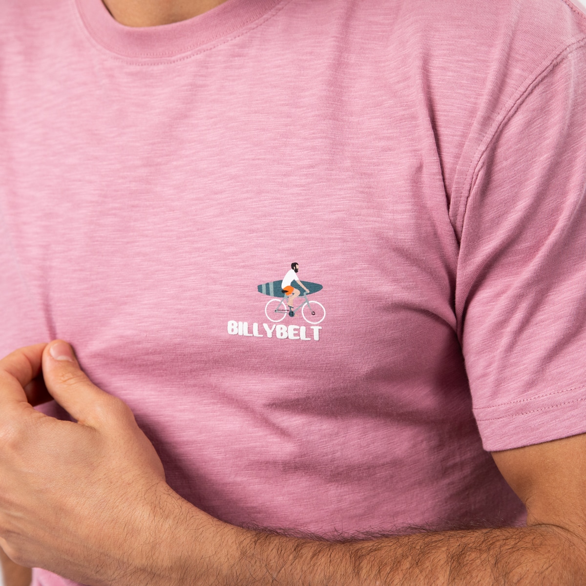 T-shirt 100% coton biologique Surfeur - Rose – Billybelt - Porté
