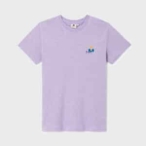 T-shirt 100% coton biologique vintage – Violet chiné – Billybelt - Vu de face sur fond blanc