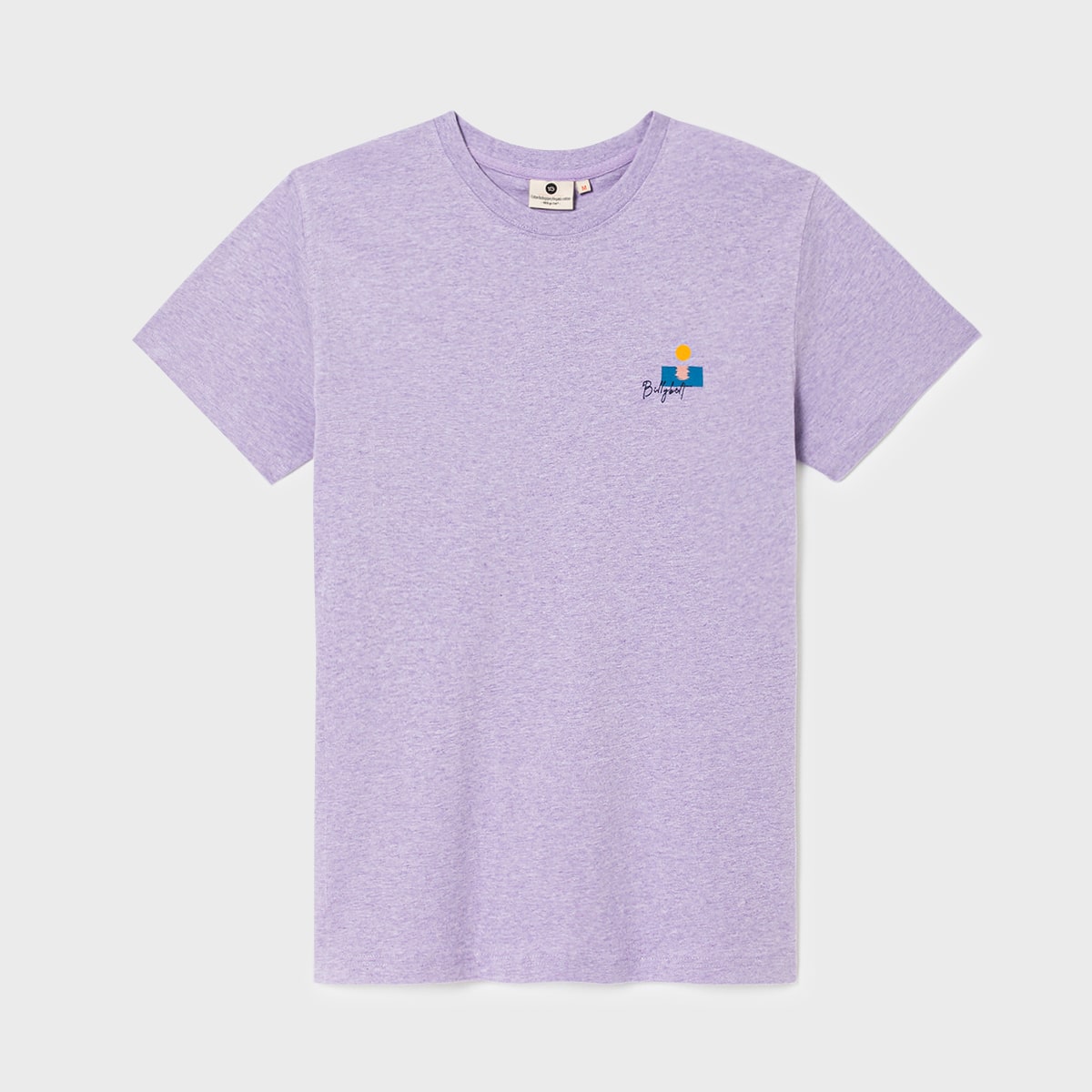 T-shirt 100% coton biologique vintage – Violet chiné – Billybelt - Vu de face sur fond blanc