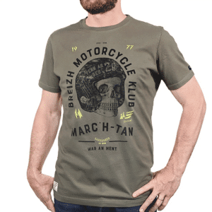 T-shirt Breizh Moto Klub Kaki, Stered, vue de face sur fond blanc