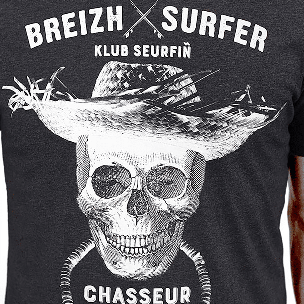 T-shirt Breizh Surfer Gris Foncé, Stered, zoom sur le motif