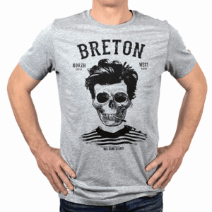 T-shirt Breton Bev Atav Gris Chiné, Stered, vue de face sur fond blanc