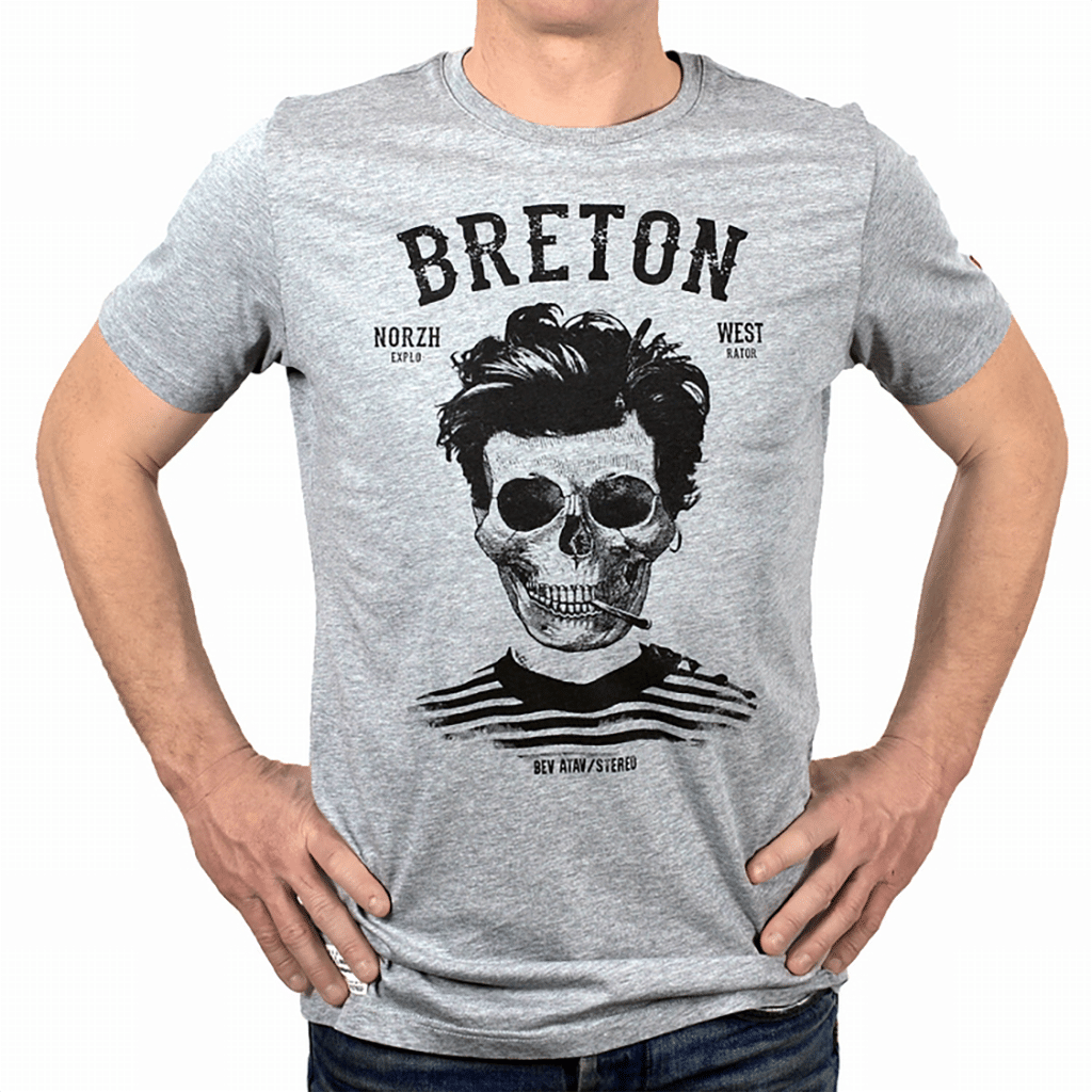 T-shirt Breton Bev Atav Gris Chiné, Stered, vue de face sur fond blanc