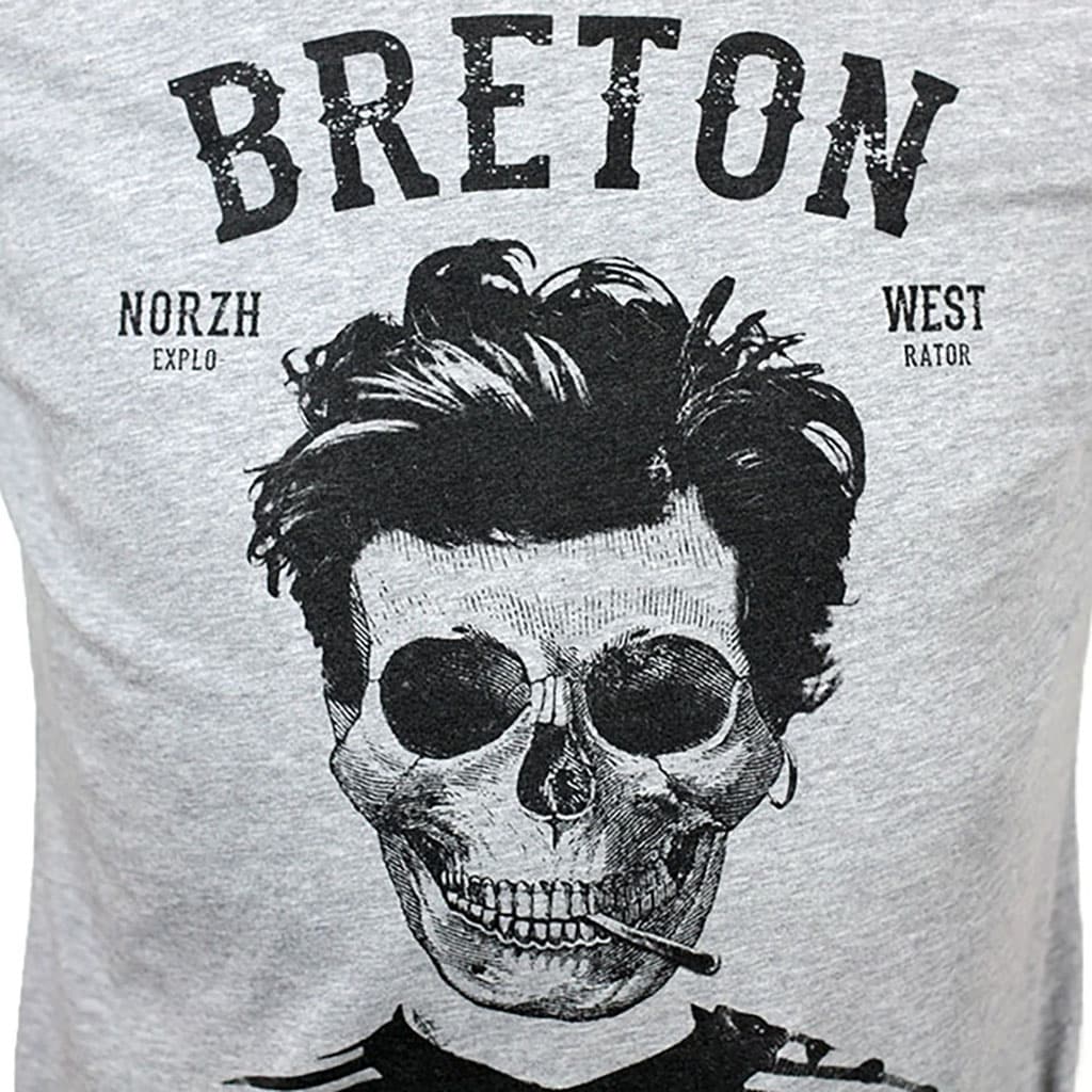 T-shirt Breton Bev Atav Gris Chiné, Stered, zoom sur le motif