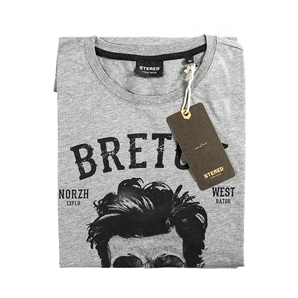 T-shirt Breton Bev Atav Gris Chiné, Stered, zoom sur le motif