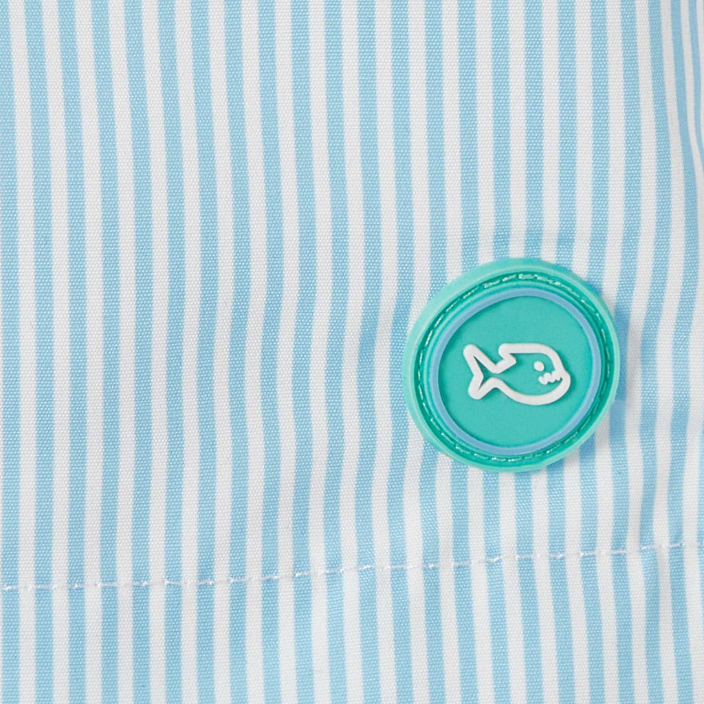 Short de bain en polyester recyclé - Azur, Billybelt, zoom sur le logo