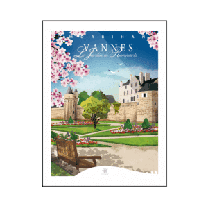 Affiche – Vannes – Le Jardin des Remparts – Étoile de Sel - Vue de face sur fond blanc