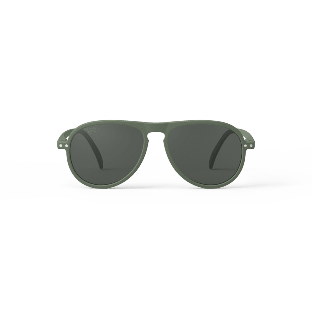 Lunettes de soleil #I - Vert kaki, Izipizi, vues de face sur fond blanc