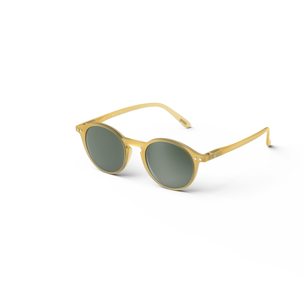 Lunettes de soleil #D - Jaune miel, Izipizi, vues de côté sur fond blanc