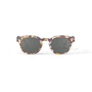 Lunettes de soleil #C - Écailles bleues, Izipizi, vues de face sur fond blanc