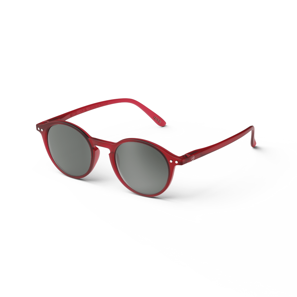 Lunettes de soleil #D - Rouge, Izipizi, vues de côté sur fond blanc