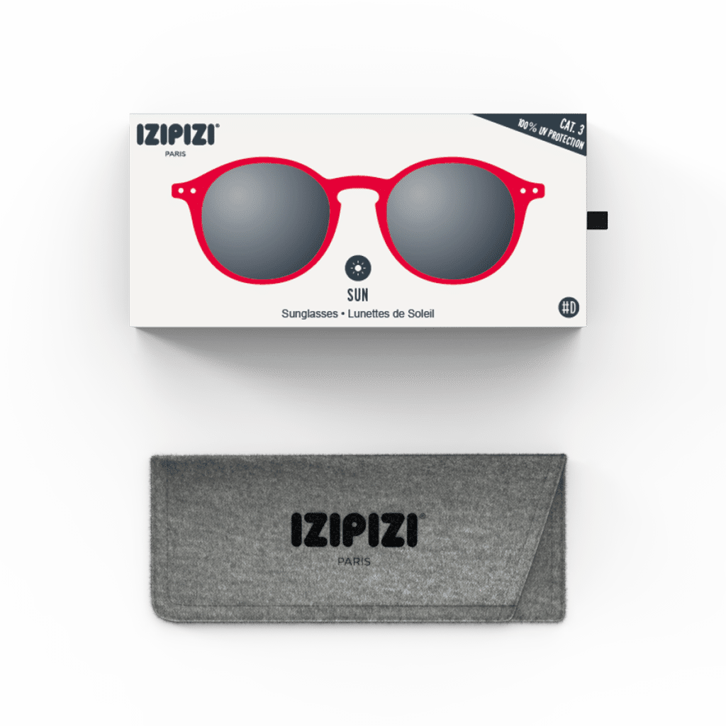 Lunettes de soleil #D - Rouge, Izipizi, vues de face sur fond blanc