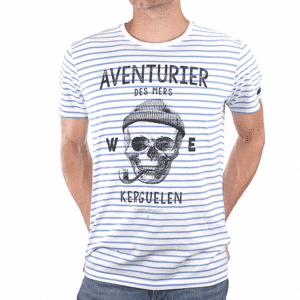 T-shirt marinière Aventurier de mers : Confort et Style, Stered, vu de face sur fond blanc
