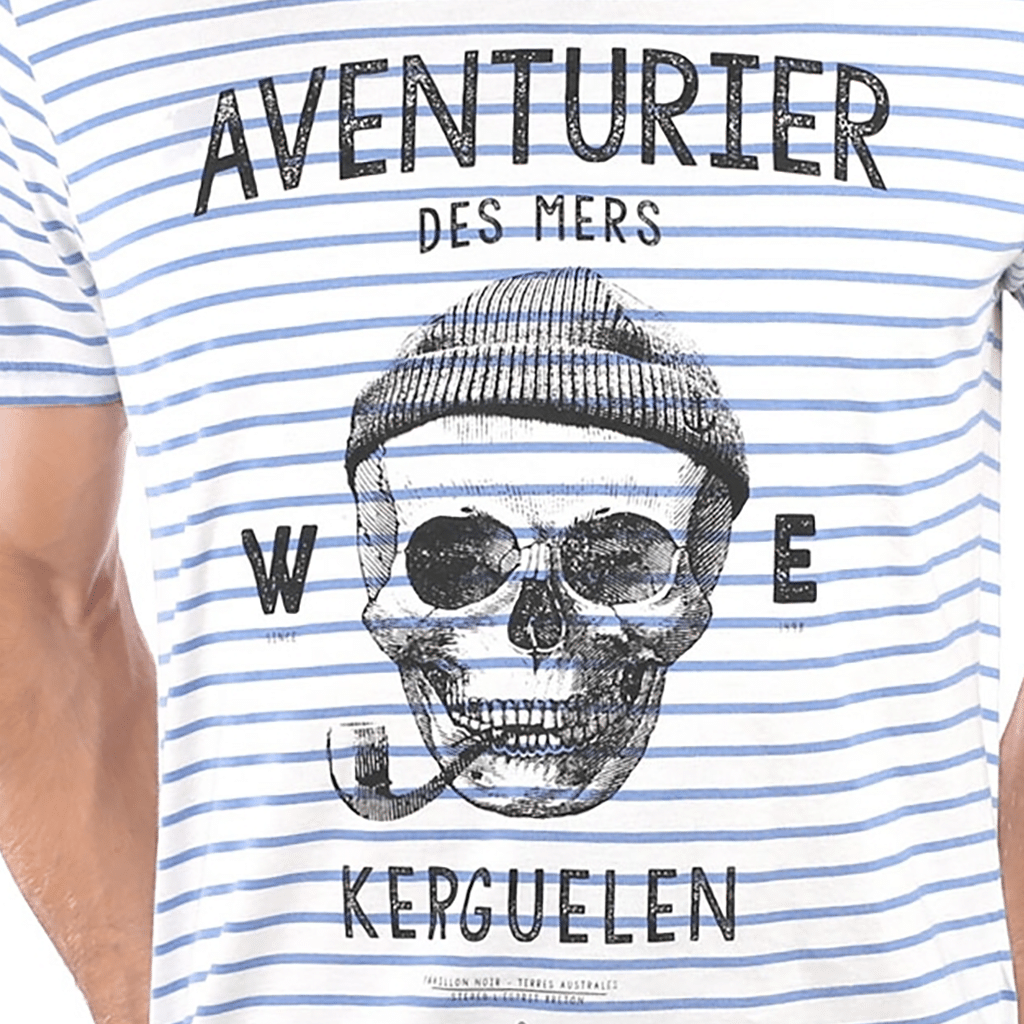T-shirt marinière Aventurier de mers : Confort et Style, Stered, zoom sur le motif