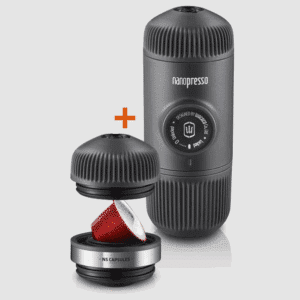 Machine à expresso portable Nanopresso + Adaptateur NS - Wacaco - Vue de face sur fond blanc