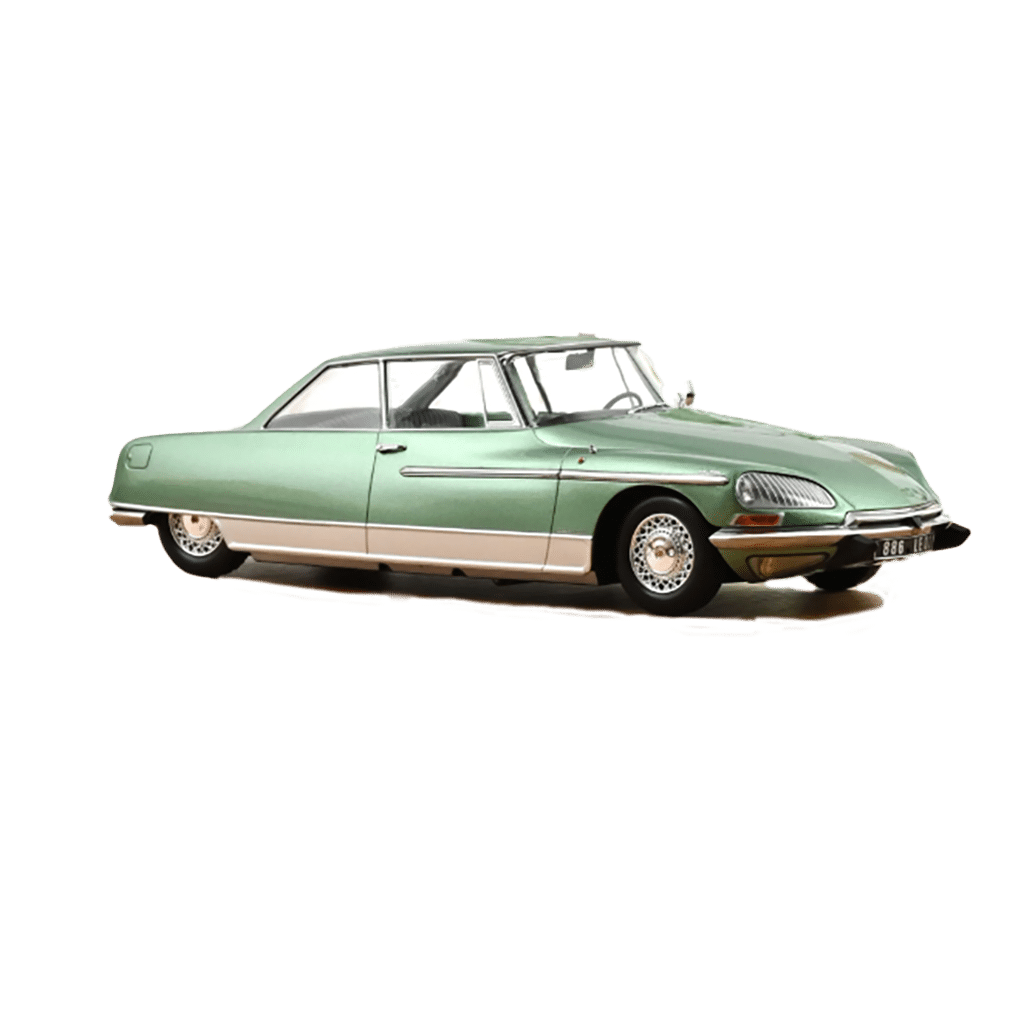Citroën DS 21 Le Léman - 1/18 - Vert métal - Norev - Vue de face sur fond blanc