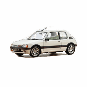 Voiture minimaliste 1/18 Peugeot 205 GTi 1.9 - Norev - Vue de face sur fond blanc