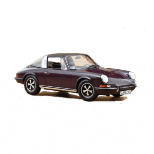 Voiture minimaliste 1/18 - Porsche 911 Targa 1971 - Mauve - Norev - Vue de face sur fond blanc
