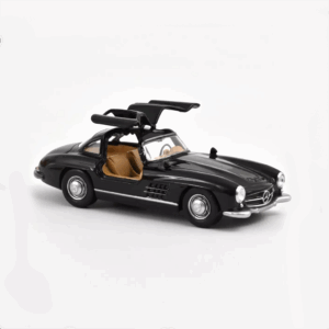Voiture minimaliste 1/43 Mercedes Benz 300 SL 1954 - Noir - Norev - Vue de face sur fond blanc