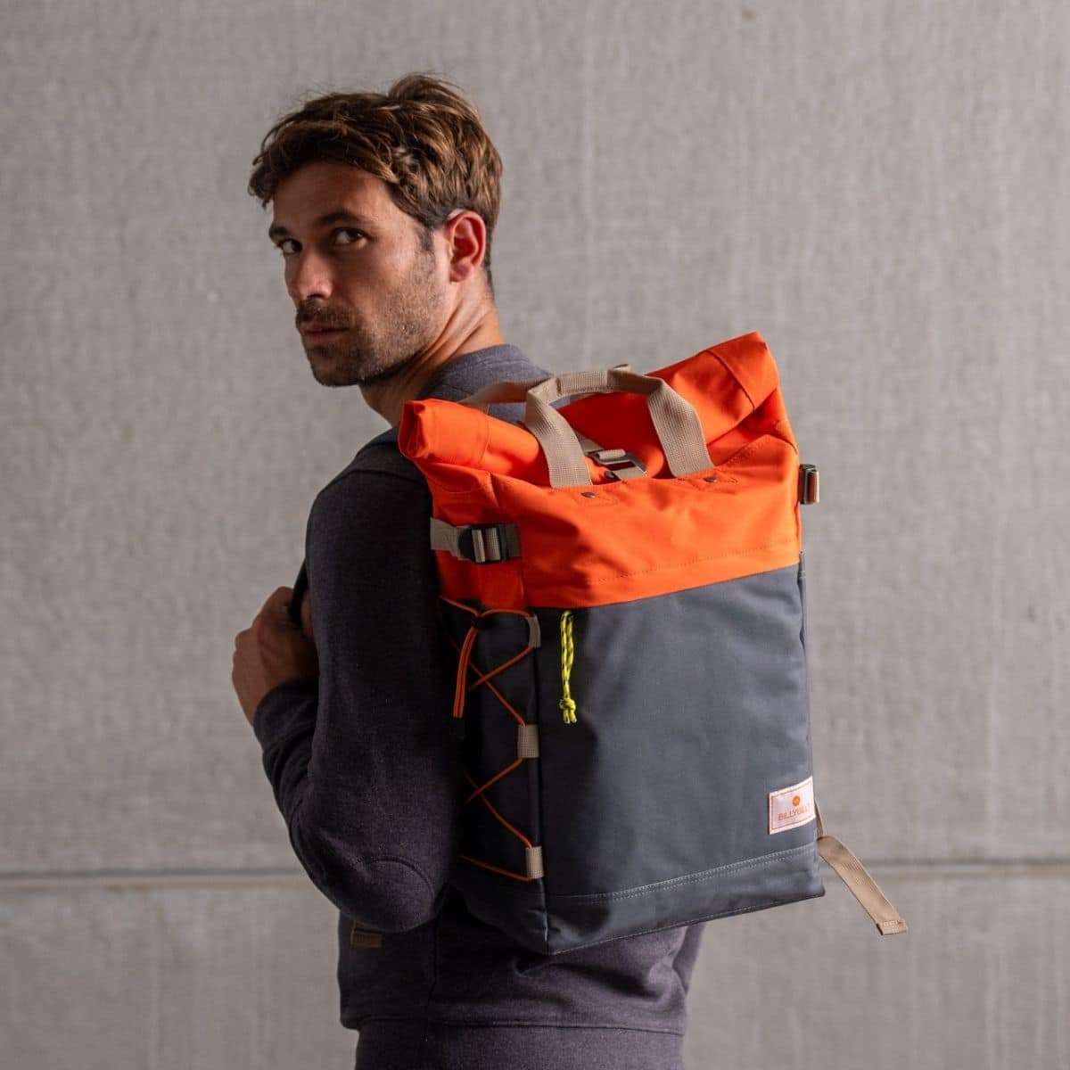 Sac à dos Roll-Top Orange et bleu grisé – 100 % Polyester Recyclé – Billybelt - Utilisé