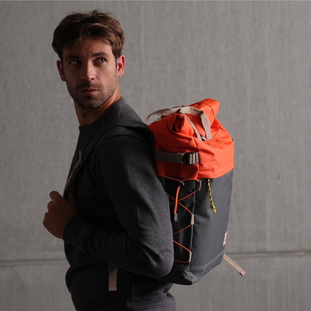 Sac à dos Roll-Top Orange et bleu grisé – 100 % Polyester Recyclé – Billybelt - Utilisé