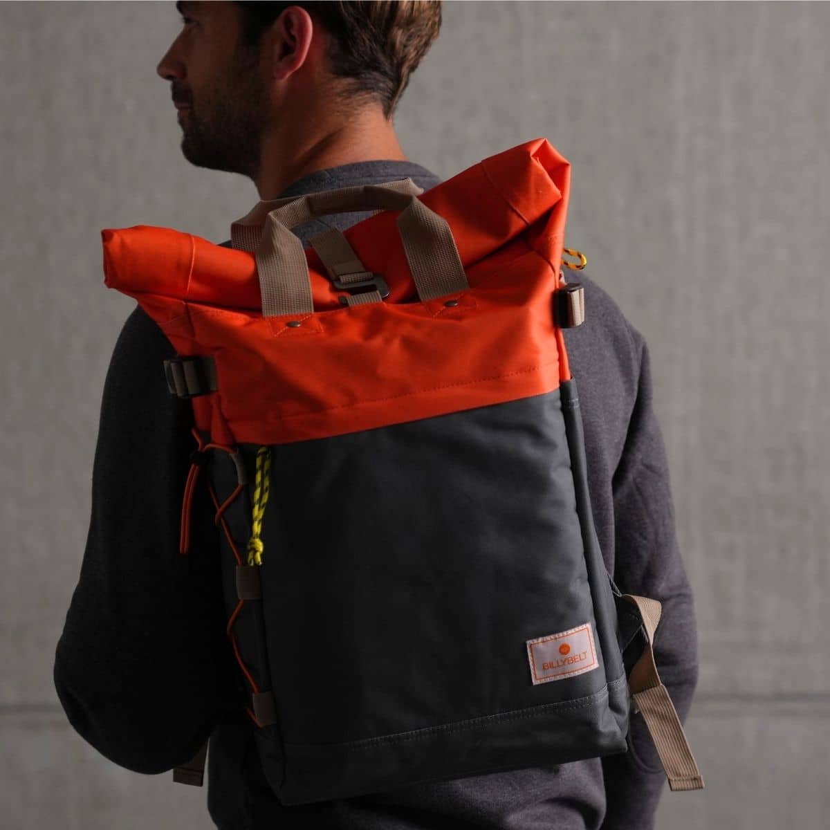 Sac à dos Roll-Top Orange et bleu grisé – 100 % Polyester Recyclé – Billybelt - Utilisé