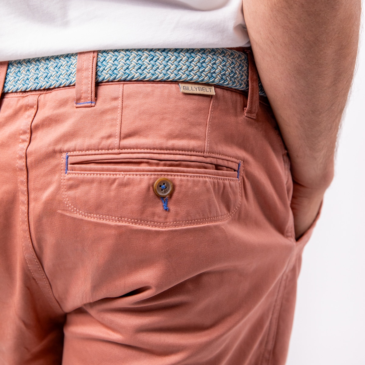 Short 100% coton biologique - first horizon - rose saumon - Billybelt - Porté