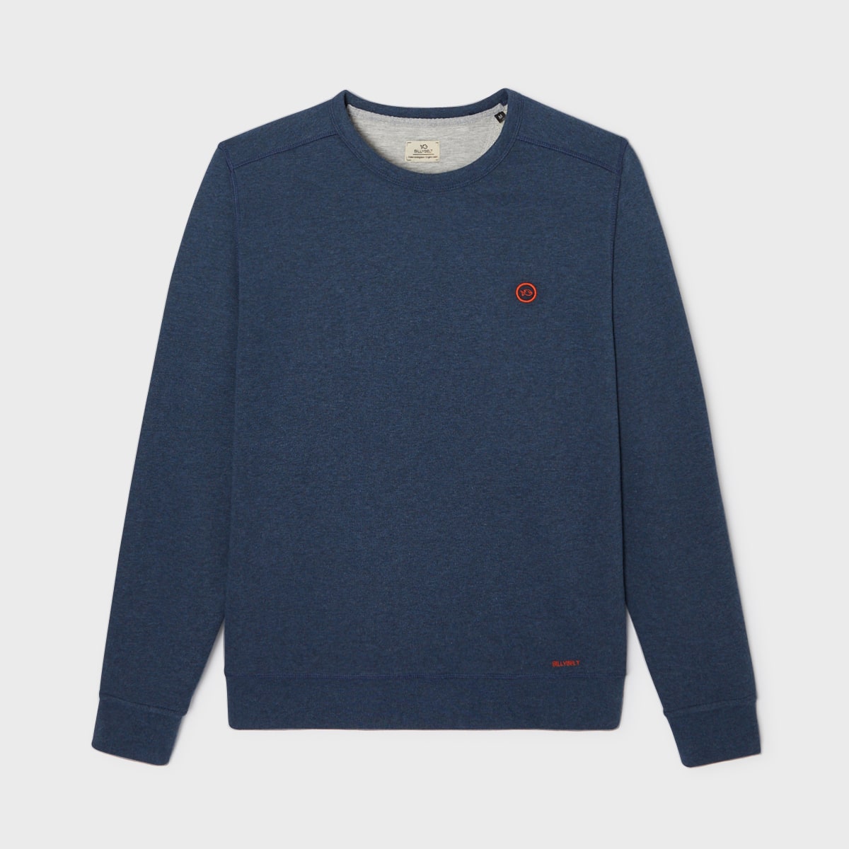 Sweatshirt Backpacker Marine – 100 % coton biologique – Billybelt - Vu de face sur fond blanc