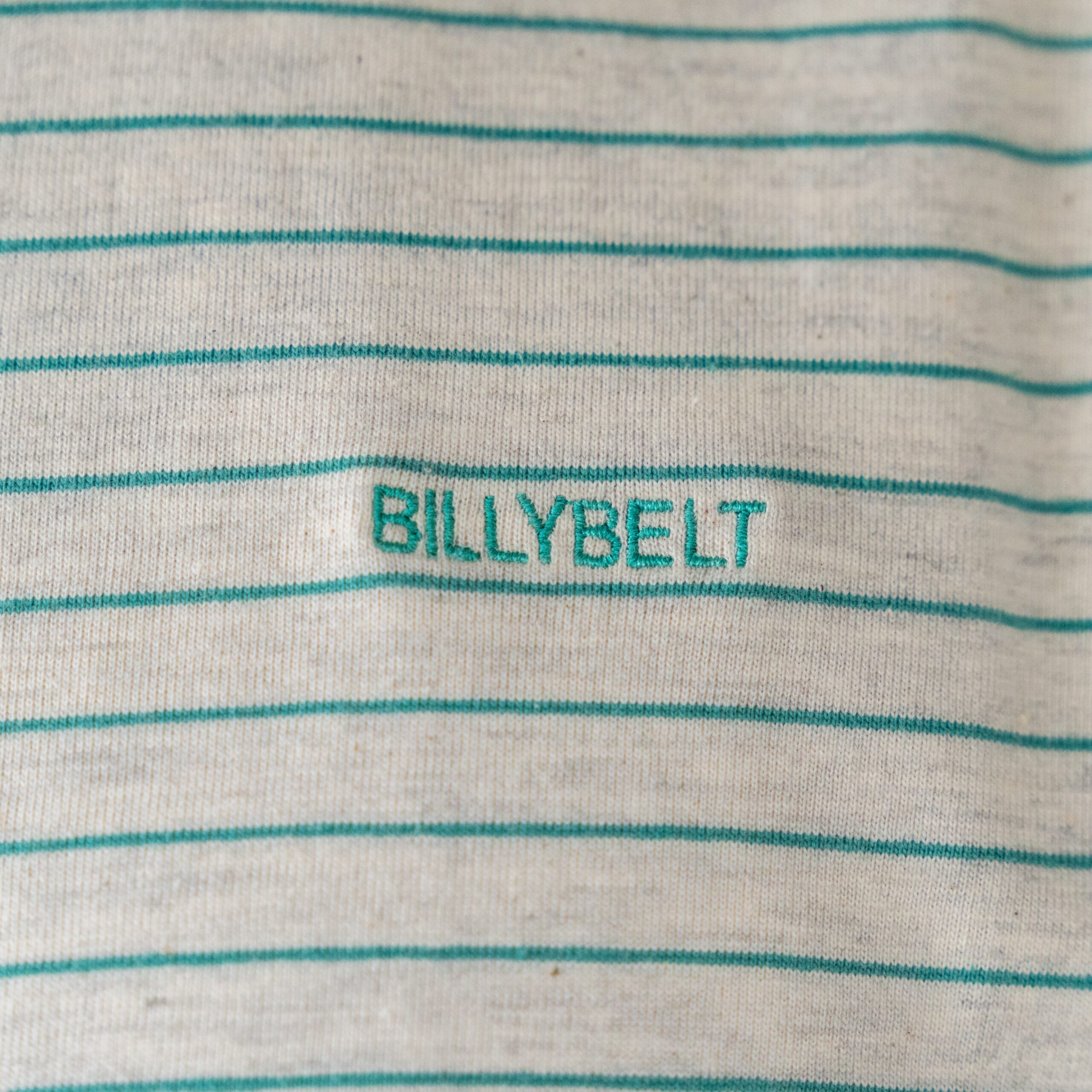 T-shirt Authentique Rayé Vert et Beige - 100% coton biologique – Billybelt - Zoom