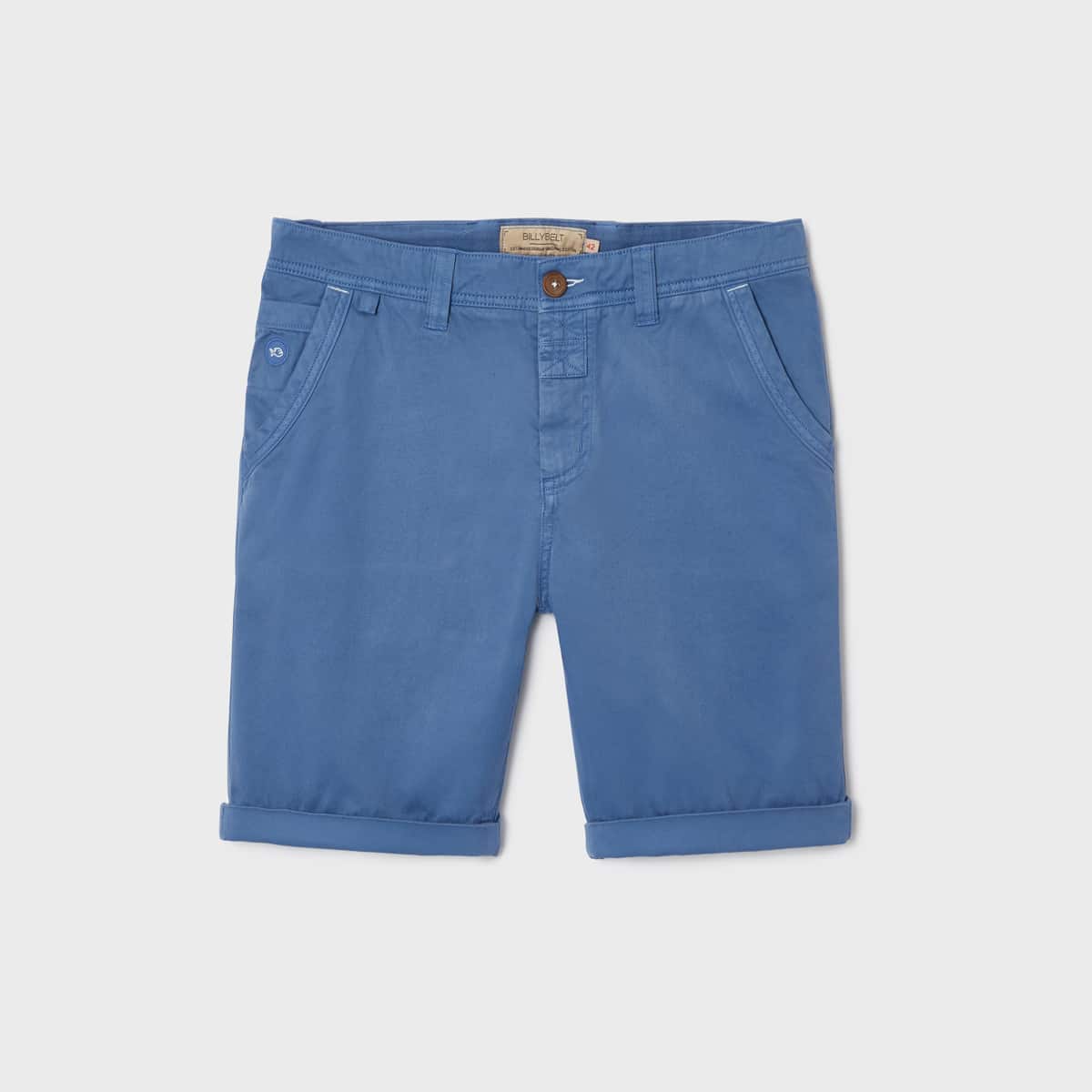 short 100% coton biologique First horizon bleu - Billybelt - Vu de face sur fond blanc