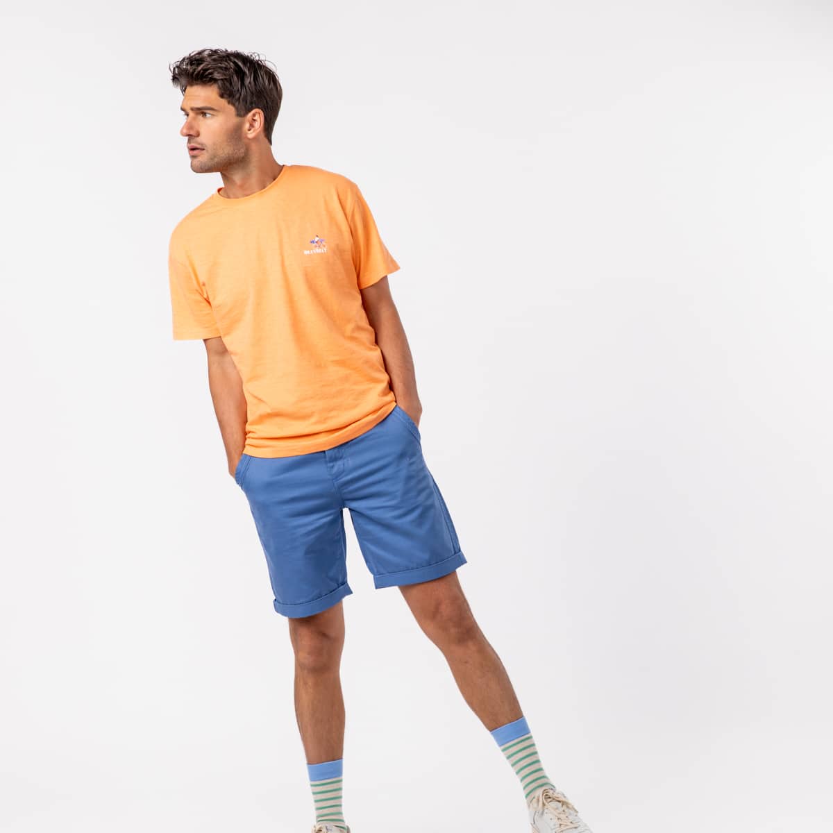 short 100% coton biologique First horizon bleu - Billybelt - Porté