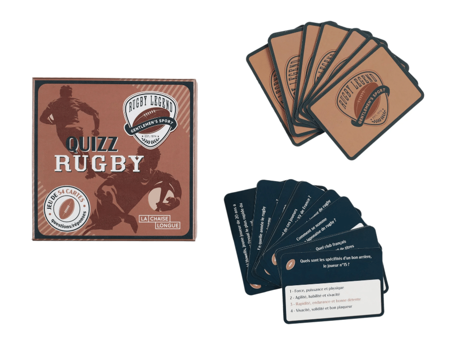 Jeu de Quizz Rugby – La Chaise Longue - Vu de face sur fond blanc