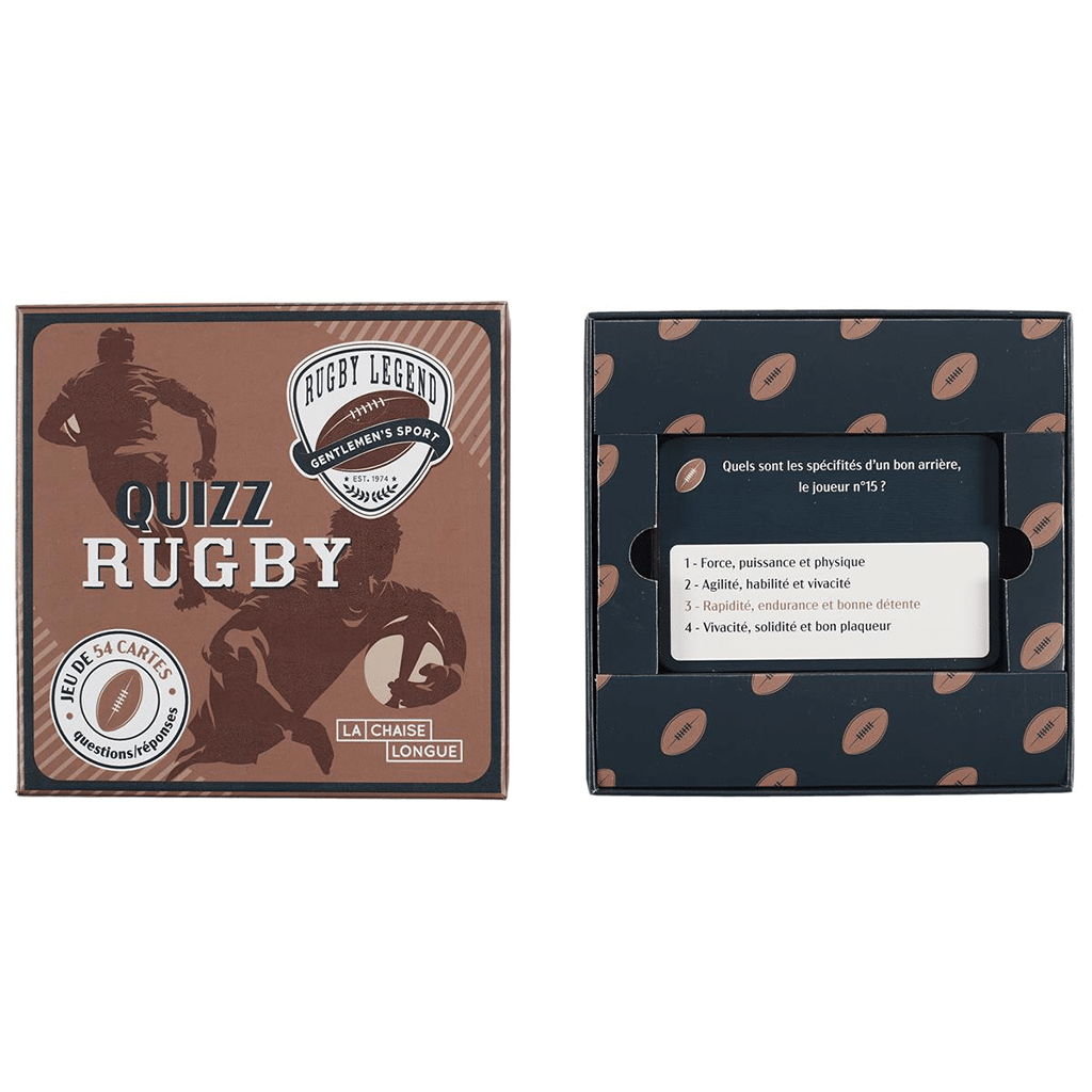 Jeu de Quizz Rugby – La Chaise Longue - Vu de face sur fond blanc