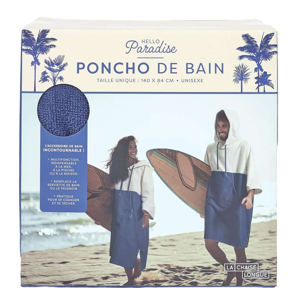 Poncho Surfing Namaste – La Chaise Longue - Vu de face sur fond blanc
