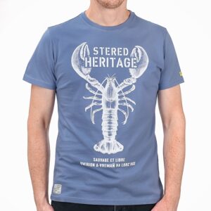 T-shirt Héritage Breton Bleu denim - Stered : Un Style Authentique et Confortable - Vu de face sur fond blanc