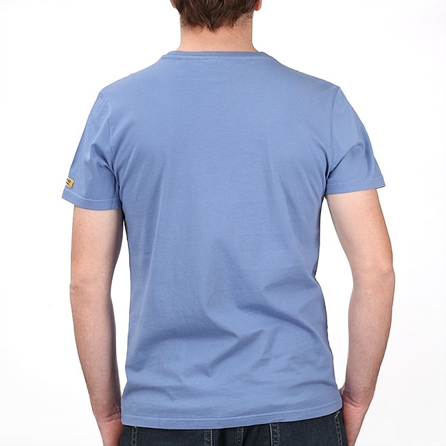 T-shirt Héritage Breton Bleu denim - Stered : Un Style Authentique et Confortable - Vu de dos sur fond blanc