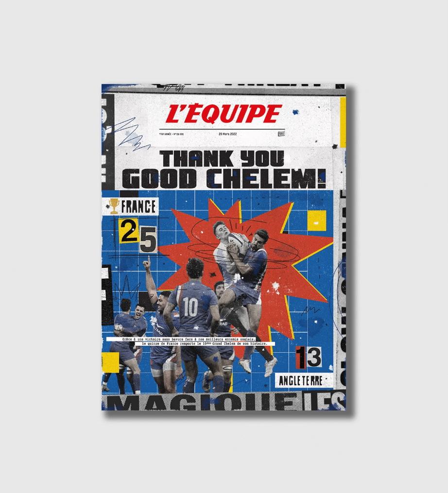 Affiche - L'équipe - Rugby 6 nations - Plakat - vue de face sur fond blanc