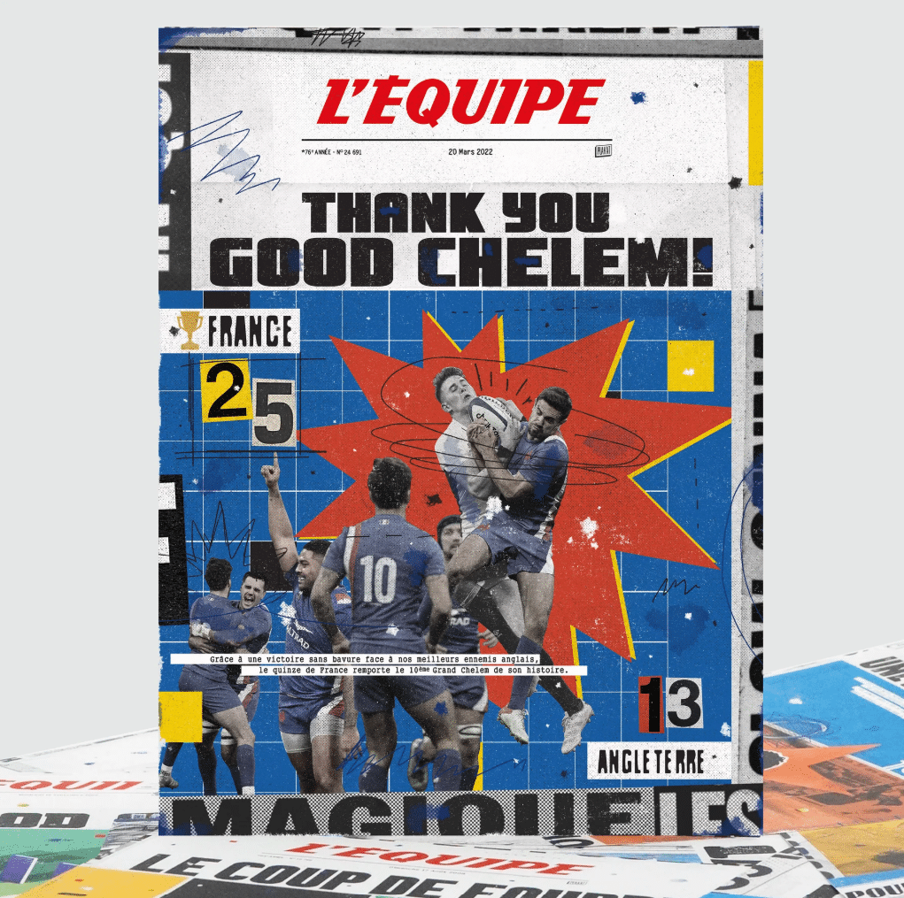 Affiche - L'équipe - Rugby 6 nations - Plakat - vue de face sur fond blanc