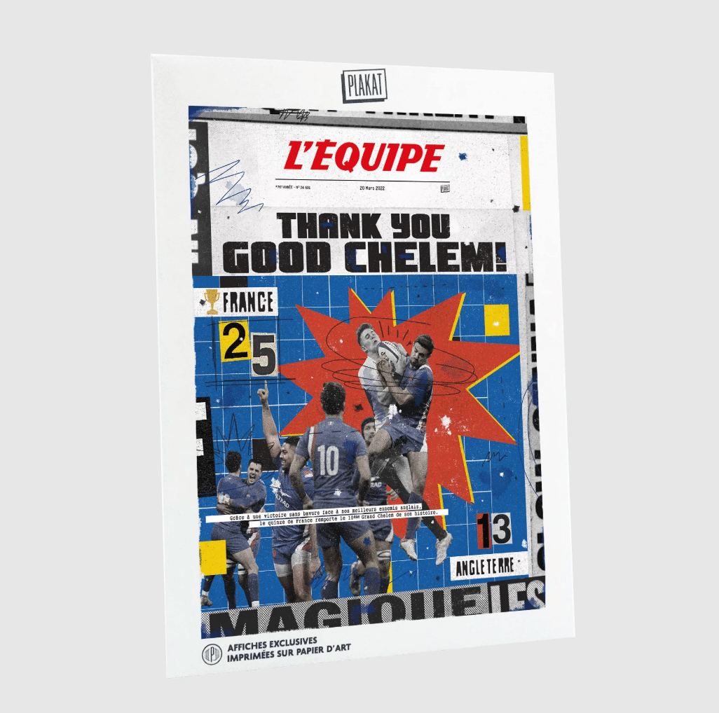 Affiche - L'équipe - Rugby 6 nations - Plakat - vue de face sur fond blanc