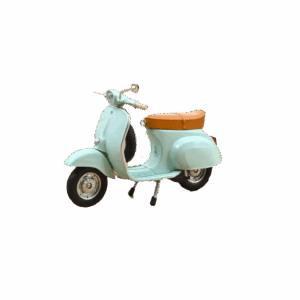Vespa 50 N 1969 – Miniature 1/18 Bleu Aigle Marine par Norev - Vu de face sur fond blanc