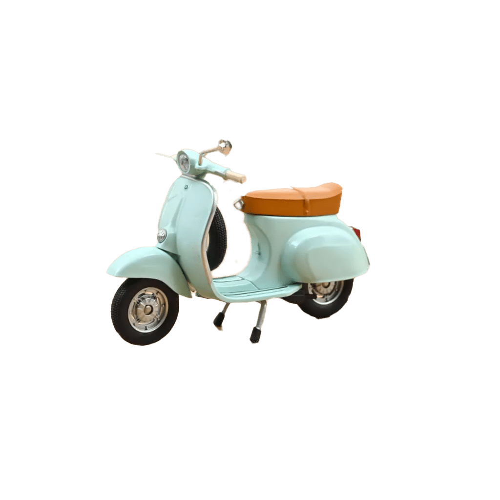 Vespa 50 N 1969 – Miniature 1/18 Bleu Aigle Marine par Norev - Vu de face sur fond blanc