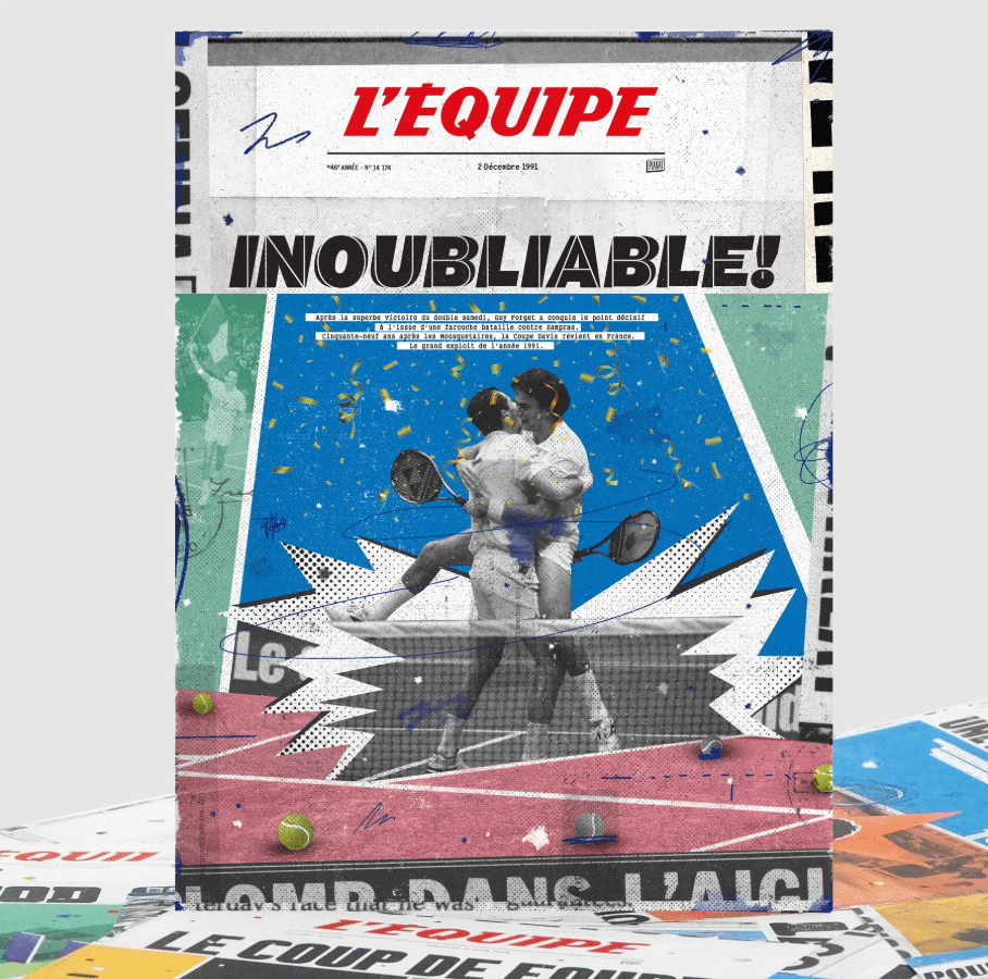 Affiche - L'équipe - Tennis Coupe Davis 91 - Plakat - ambiance.