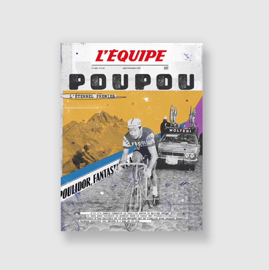 Affiche - L'équipe - Cyclisme Poulidor - Plakat - vue de face sur fond blanc.