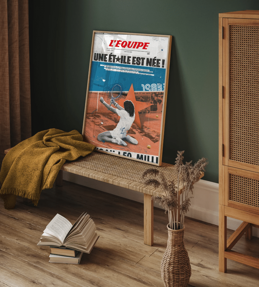 Affiche L’Équipe – Tennis Noah – Plakat : La victoire gravée en image - Ambiance
